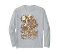 Ghost Howling at the Moon Meme Halloween Costume 2026 Long Sleeve T-Shirt