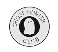 Ghost Hunter Club Enamel Pin - 3x3cm Paranormal Investigator Badge | Black & White Spooky Lapel Brooch | Fun Supernatural Gift for Jacket, Hat, or Backpack