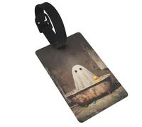 Ghost in A Bathtub with A Rubber Ducky Luggage Tags Name Id Label Suitcase Tags, Ideal for Travel Cruise Backpacks Bag