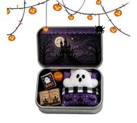 Ghost In A Tin Box | Halloween Table Decoration | Plush Ghost In Cans | For Collectors Kids Room Home Apartment Living Room Bedroom Study Room Night Table Bookshelf
