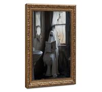 Ghost in Bathroom, Dark Academia Canvas Poster Bedroom Decor Landscape Office Room Decor Gift 12" L X 18" W