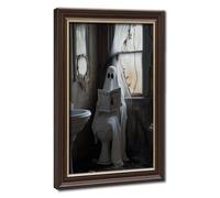 Ghost in Bathroom, Dark Academia Canvas Poster Bedroom Decor Landscape Office Room Decor Gift 24" L X 36" W