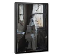 Ghost in Bathroom, Dark Academia Canvas Poster Bedroom Decor Landscape Office Room Decor Gift 8" L X 12" W