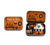 Ghost in Box - Miniature Spooky Scene Tin Box with Plush Ghost, Halloween Desk Decoration Tiny Felt Pocket Toy, 10x6cm Iron Tin Scene Art for Boys Girls Collectors Nursery Bedroom Nightstand