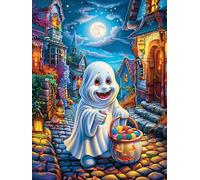 Ghost in Moonlight Village 500 Piece Premium Jigsaw Puzzle Adult Jigsaws Educational Game Hobby Home Decor Winter Gift Durable Wooden Cardboard 500 PCS
