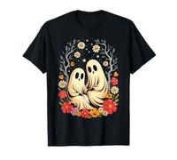 Ghost in The Flower Forest Halloween Spooky Season Vintage T-Shirt