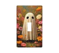 Ghost in The Flower Garden Light Switch Cover Decorative Single Toggle 1 Gang Wall Plate for Kitchen Farmhouse Bedroom Bathroom Art Decor