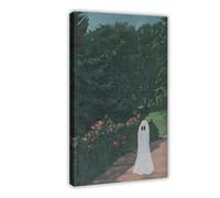Ghost in The Gloomy Forest. Horror Halloween. Dark College Aesthetic Autumn Haunted Creepy Gothic Autumn Home Canvas Art Wall Decor Posters Home Bar Restaurant Garage Cafe Logo Gift 12"L X 18"W