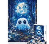 Ghost in The Moonlight Forest Jigsaw Puzzles 1000 Piece for Adults Enhance Focus for Better Performance Quiet Soothing Playtime Fun (38x26cm)