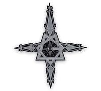 Ghost-Inspired Papa Emeritus IV Star-Cross Patch - Large Black & Silver Rock Band Logo, Iron-On or Sew Appliqué for Metal & Gothic Jackets, Vests, Backpacks, 8.6 × 10 inches