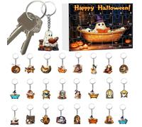 Ghost Keychain Countdown Calendar, 2D Halloween Prop Set Acrylic Charm Surprise Kit | Festive Schoolbag Backpack Accessory Box Spooky Collectible Scene Items for Teens Friends Kids