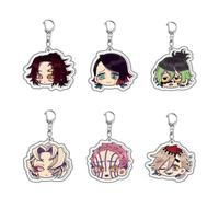 Ghost Killing Keychain Cute Anime Role Kokushibou Figure Acrylic Pendant Akaza Keyring Bag Decor Pendant Accessories 6pcs