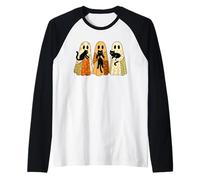 Ghost Kitty Cats Halloween - Cute Spooky Black Cats Costume Raglan Baseball Tee
