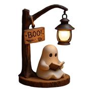 Ghost Lamp with Book, Glow Spirit Ghost Lamp, Halloween Reading Ghosts Night Light, Spooky Cute Ghosts Reading Book Lamps for Bedroom, Living Room Holiday Decor (A)