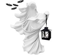 Ghost Lantern Sculpture - 15x10x20cm Halloween Resin Statue Spooky Night Figurine Hell Messenger Decoration with LED Lamp | haunted, uses for the s