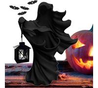 Ghost Lantern Sculpture, Witch Statue with Lantern - Hell Messenger Resin Halloween Statue with LED Lamp, Christmas Decoration for Backyard Entrance, Balcony, Living Room,