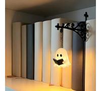 Ghost Library Lantern-Decorative Bookshelf Lighting Ghost Bookshelf Lantern Halloween Vintage Reading Book LED Nightlight Hanging Library Insert Panel Novel Lover Gift Halloween Study Room Decor，A-2