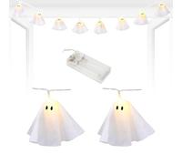 Ghost Lights | Light up Ghost Garland | 6.5 Feet LED String Lamp Battery Operated for Fireplace Porch Outdoor Mantle Haunted House Party Indoor Kitchen Halloween
