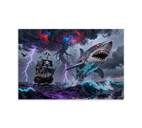 Ghost Machine The Mighty Shark Poster Canvas Wall Art for Modern Bedroom Dorm Living Room Classroom Decor 16x24inch(40x60cm)
