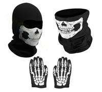 Ghost Mask, 3pcs White Skeleton Gloves Ghost Balaclava And Skull Ghost Face Mask Ghost Mask Cosplay Costumes For Adult Halloween Dance Costume Party