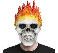 Ghost Mask Scary Flame Skull Full Face Latex Devil Skeleton Mask Carnival Halloween Costume Cosplay Props
