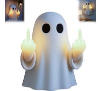 Ghost Middle-Finger LED Lamp, USB Rechargeable Spooky Ghost Hand Night Light, Funny LED Statute for Halloween Home Décor, Bedroom Living Room Tabletop (8 Inch)