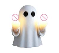 Ghost Middle Finger Night Light, Middle Finger Cute Ghost Statue Figurine, Seasonal Festive Nightlight Decor for Desk Mantel Bedside Tables Home Horror-Themed Parties Bar