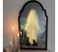 Ghost Mirror Hologram: Spooky Scary Haunted Mirror for 2025 Halloween Decor, Creepy Eyes Ghost Mirrors with Lights, Animatronics Halloween Party Decoration for Indoor Outdoor