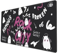Ghost Mouse Pad Large - 31.5x15.7in Black White Pink Mat Halloween-Horror Rock Keyboard Pad With Stitched Edges Non-Slip for Desk