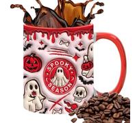 Ghost Mug - 3D Halloween Ceramic Cup with Handle | 350ml Spooky Coffee & Tea Cup, Aesthetic Room Decor for Women & Girls