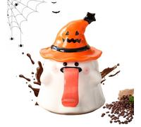Ghost Mug - 450 ml Halloween Ghost Cup | Pumpkins CAFF Cause with Lid | Novelty Tea Cup | Ghost Shaped Coffee Holder for Juice Halloween Wine Beer Living Room