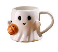 Ghost Mug | Cute Ghost Shaped Ceramic Mugs - Halloween Mugg Tumbler with Handle Aesthetic Drinking for Kitchen Home Kids Adults Women Teens Christmas Birthday