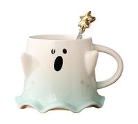 Ghost Mug, Cute Halloween Ghost Cup Coffee Cups, Ceramic Handmade Coffee Mug with Handle, Tea Cup for Cafe Kitchen Dining Room