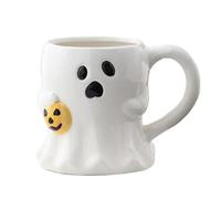 Ghost Mug, Halloween Ceramic Cup, Gothic Spooky Drinkware, 400ml Capacity, Comfortable Handle Design, Holiday Party Fall Cafe Use, Approx 5.6x4x4 Inches, White Color, 1 Piece