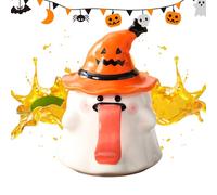 Ghost Mug - Halloween Coffee Mug | Spooky Ghost Cup | Allhallows Eve Goblet |450ml Phantom Shape Milk Cup with Lid Ceramic for Living Room Study Movie Nights Hot Coffee Wine Beer Halloween
