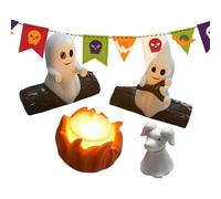 Ghost Night Light - Halloween Ghost Campfire Flickering Night Light,Decorative Figurines Lamp Home Decorations for Indoor Outdoor Bathroom Porch Desk Bedroom Party