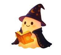 Ghost Night Light - LED Reading Book Lamp with Glowing Spell Book, 5.98in Yellow Cute Halloween Decor for Bedrooms/Bookshelves/Spooky Parties (9cm)