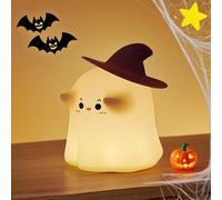 Ghost Night Light Up Lamp, Ghosts Nightlight, Halloween Soft Silicone Touch Timer Bedroom Decoration Lights Campfire, Sparkly Ghosts Flame Flickering Lamps, Warm Lightning Indoor Ornaments