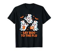 Ghost Nurses Say Boo to The Flu Halloween Costume Design T-Shirt