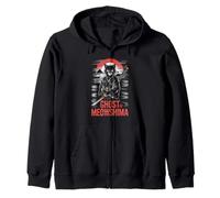 Ghost of Meowshima Samurai Cat Japanese Sunset Epic Zip Hoodie