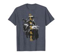 Ghost of Yotei Atsu Lone Mercenary with Golden Kanji T-Shirt, Men, Heather Blue, Large