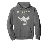 Ghost of Yotei Samurai Mask with Logo Video Game Pullover Hoodie, Adult Unisex, Asphalt Grey, X-Large