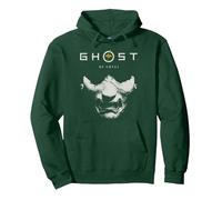 Ghost of Yotei Samurai Mask with Logo Video Game Pullover Hoodie, Adult Unisex, Dark Green, XX-Large