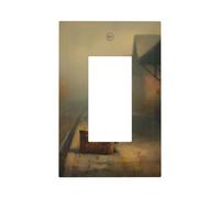 Ghost Old Leather Suitcase Foggy Train Station Light Switch Wall Plate Faceplate Cover Single Rocker 1 Gang Decorator Outlet Receptacle Covers for Home Kitchen Room Bathroom Decor