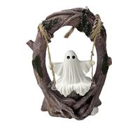 Ghost on a Swing: Ghost Swinging Shadows on a Tree Halloween Decoration, Funny Ghosts Tree Figurine Ornament, Cute Resin Statue Decor For Indoor Outdoor Desktop Bookshelf Garden Patio Lawn