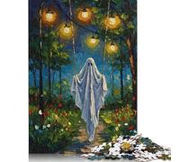Ghost on A Swing Painting Puzzle Rectangular Paper Board 100% Recycled Cardboard Jigsaw Puzzle for Adult Children's Day Gifts 1000pcs (75x50cm)