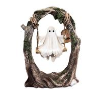 Ghost on a Tree Swing, Cute Ghost Hanging Statue, Halloween Swing Ghost Ornament, Spooky Ghosts Halloween Decor for Desktop, Bookshelf