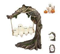 Ghost on a Tree Swing - Cute Spooky Halloween Ghost Figurine, 2026 New Cute Swinging Ghost Halloween Figurines Indoor Decoration, Cute Ghosts Figurine Resin Sculpture for Patio Lawn Yard (Style-B)