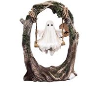 Ghost on a Tree Swing - Swinging Shadows, 2026 New Cute Swinging Ghost Halloween Figurine Indoor Decoration, Ghosts Aesthetic Halloween Decor for Desktop Bookshelf Garden, Patio, Lawn (#A)