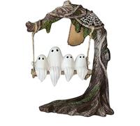 Ghost on a Tree Swing - Swinging Shadows, 2026 New Cute Swinging Ghost Halloween Figurine Indoor Decoration, Ghosts Aesthetic Halloween Decor for Desktop Bookshelf Garden, Patio, Lawn (#B)